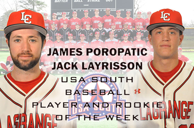 Baseball: Poropatic and Layrisson selected as USA South Player and Rookie of the Week