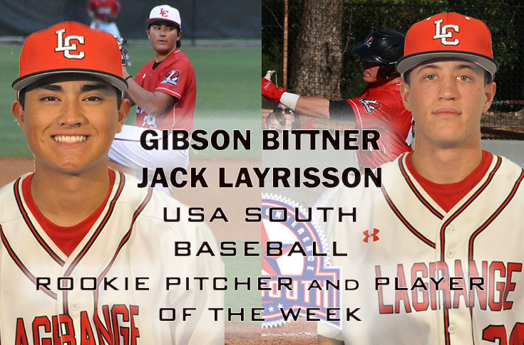 Baseball: Bittner and Layrisson named USA South Rookie Pitcher and Player of the Week