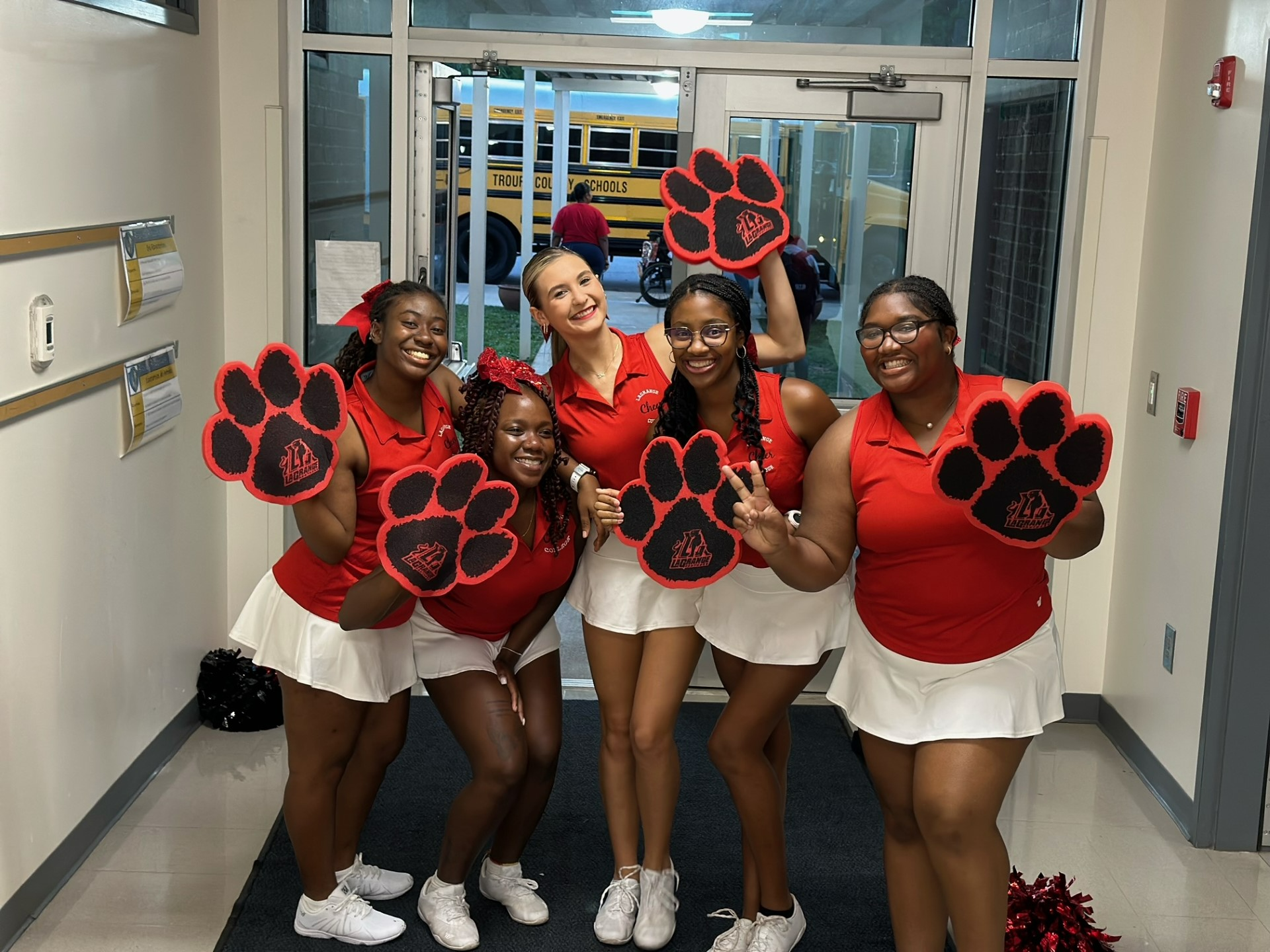 The Panther cheer team visits local elementary schools